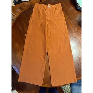 Miduo Women Burnt Orange Wide Leg High Waisted Crop Pants Size 26